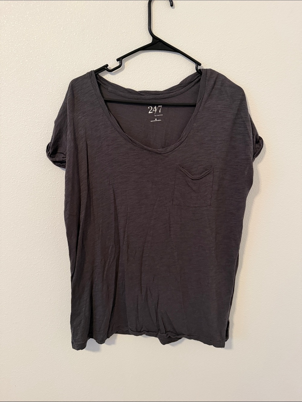 Maurices Charcoal Scoop Neck Pocket Tee - Dark Gray